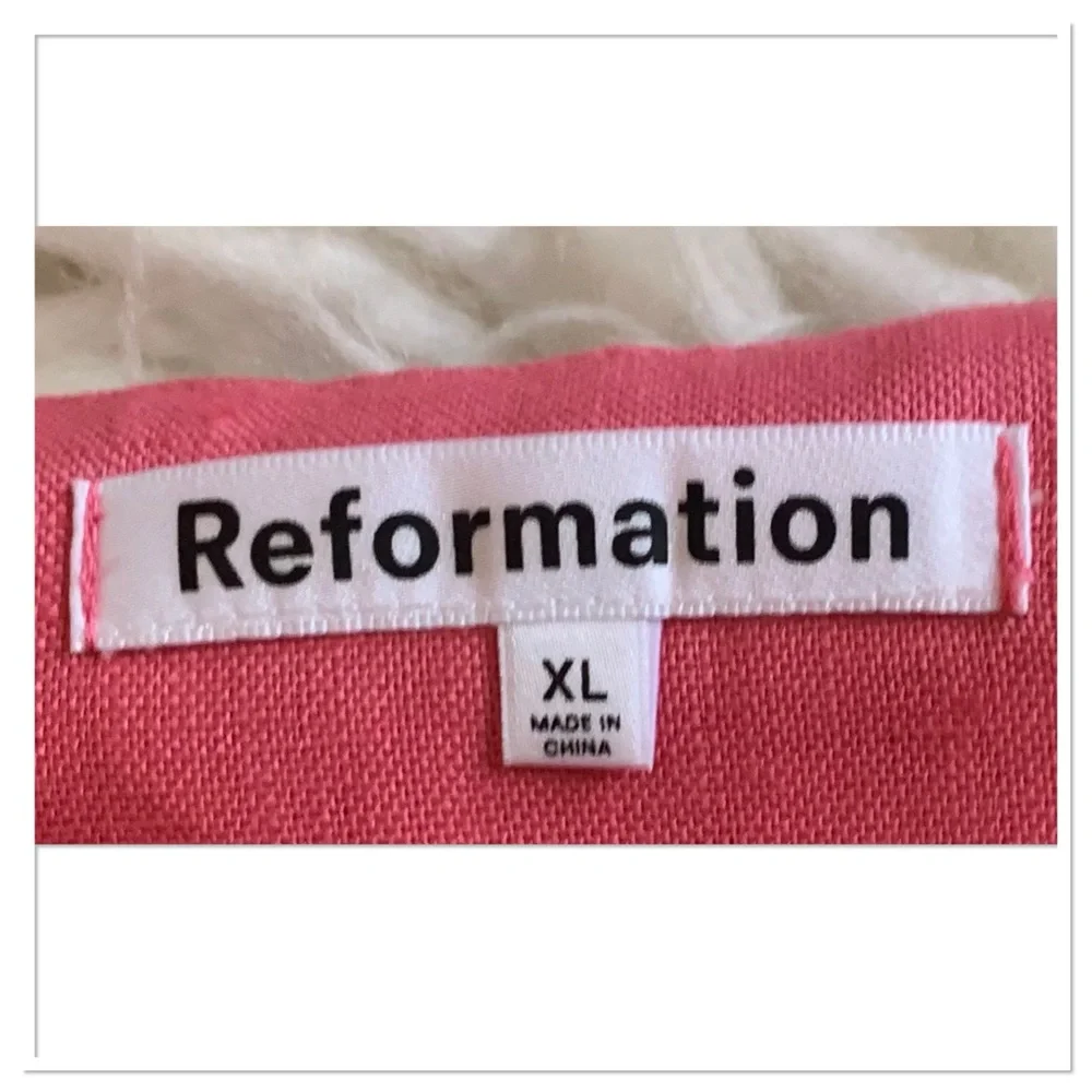 Reformation Aubree Linen Dress Sundried Tomato Size Extra Large - Picture 7 of 9